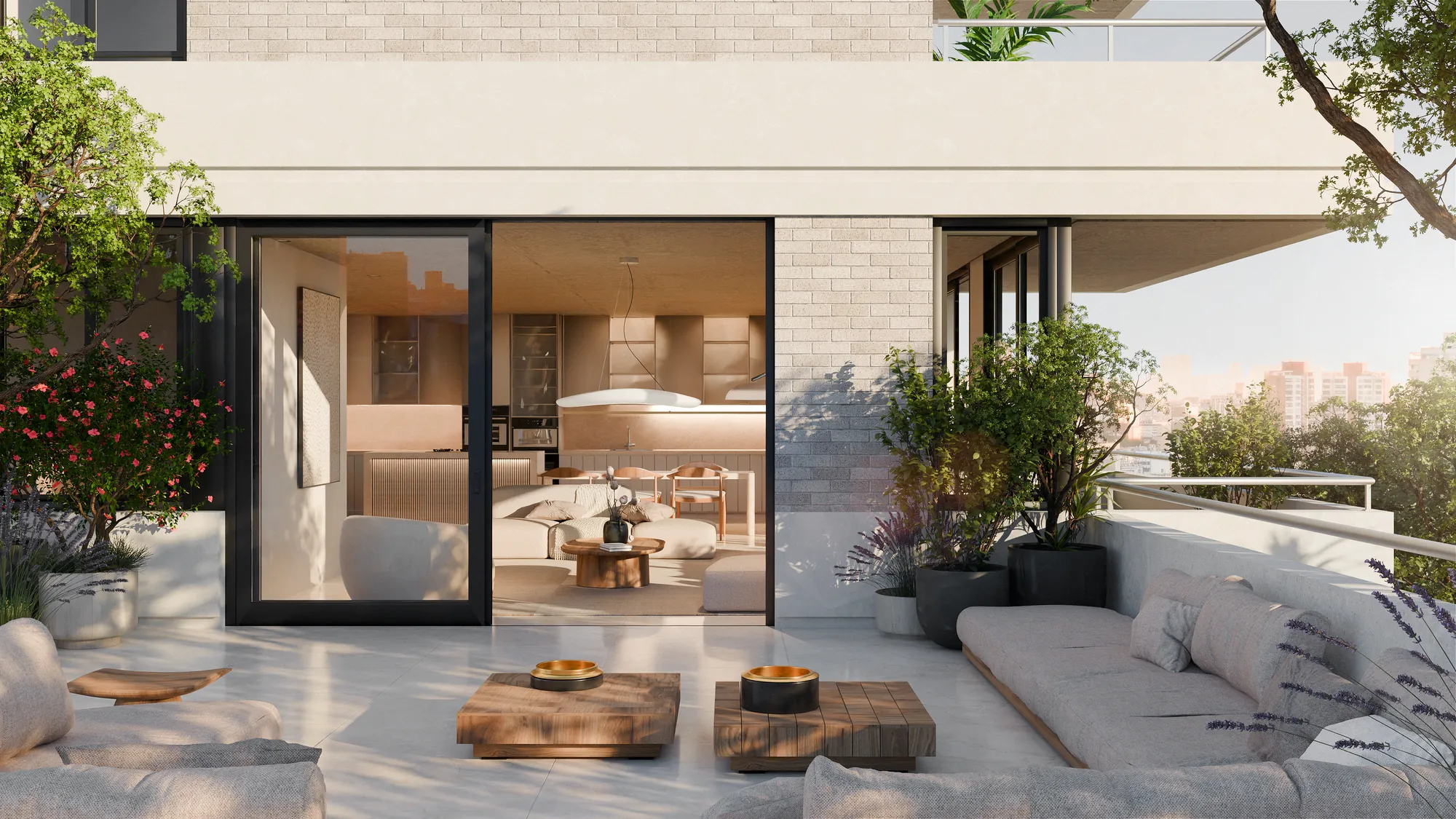 Render de la terraza del 5° piso