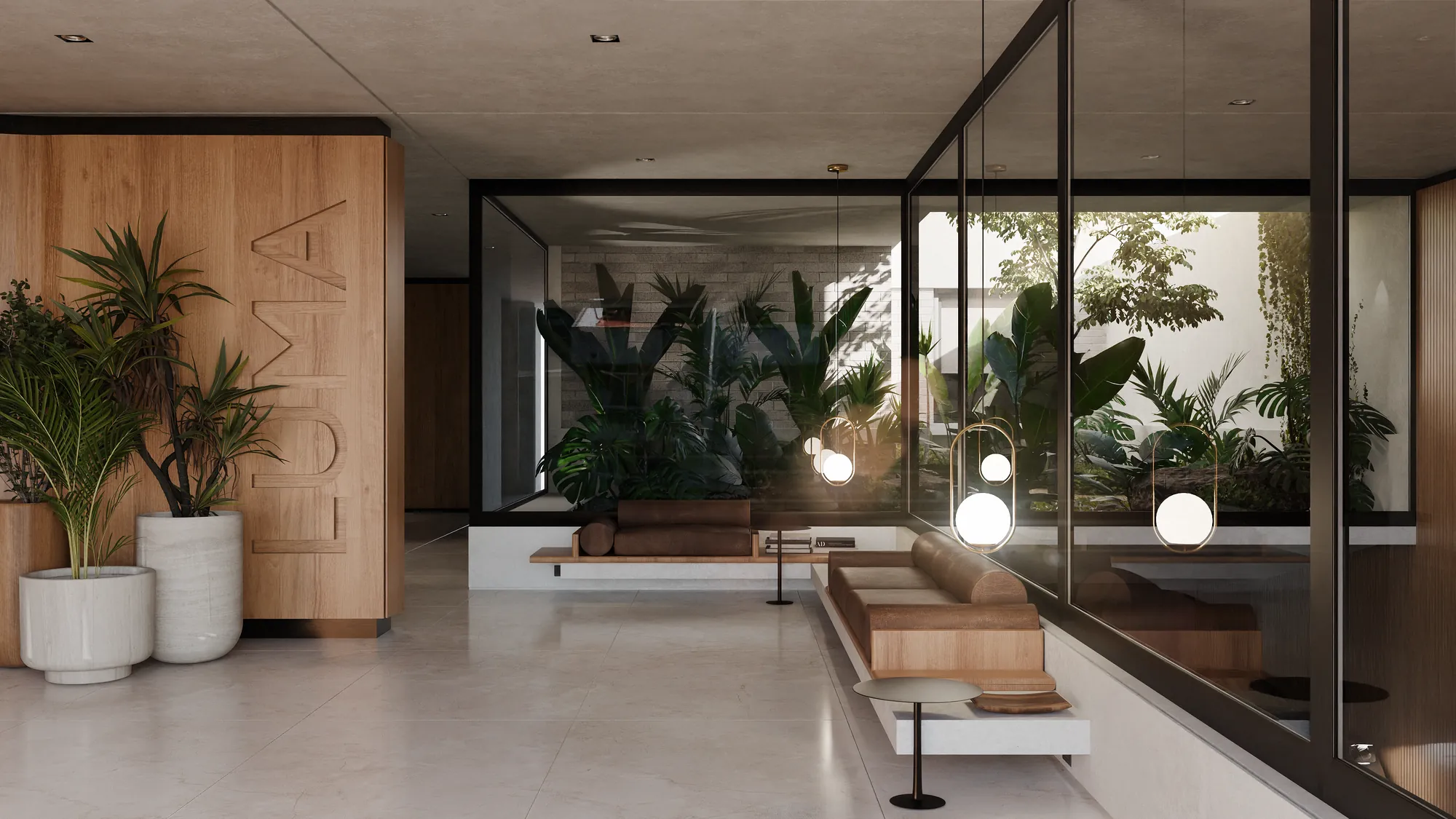 Render del hall de entrada
